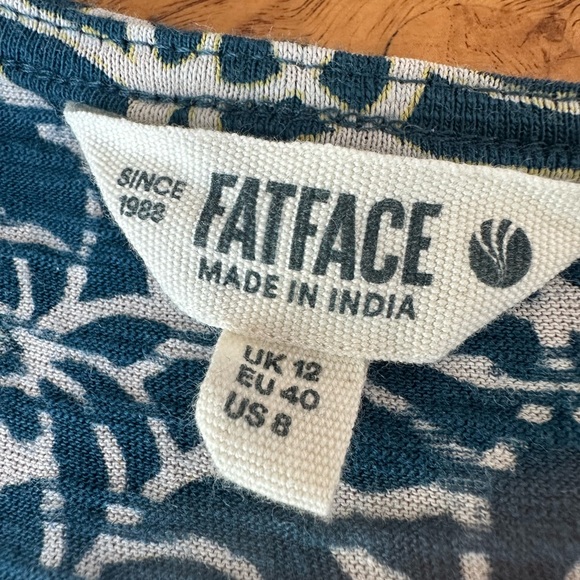 Fat Face Teal and White Swirl Blouse. Size 8 - Picture 2 of 11